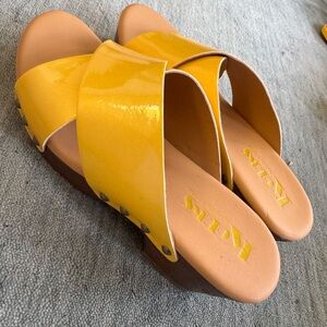 Kork-Ease Yellow Leather Mules